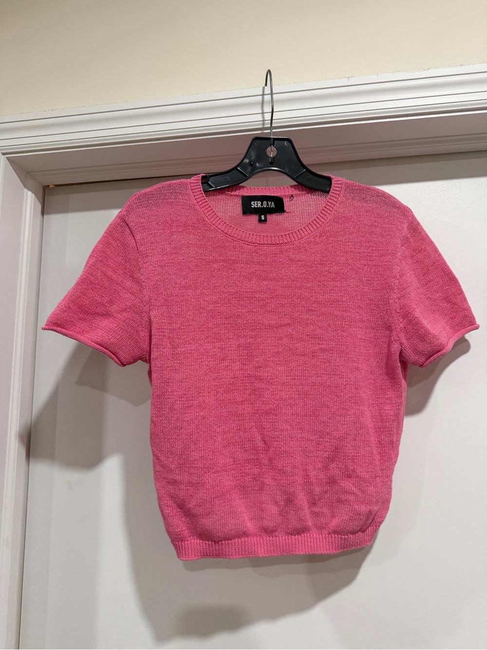 SER.O.YA Bubblegum Pink Short Sleeve Crew Sweater
